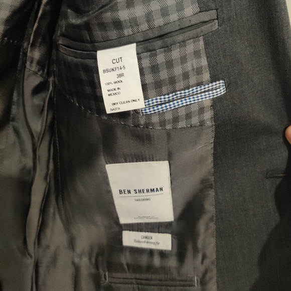 100% wool CHARCOAL GREY blazer BY BEN SHERMAN - Picture 2 of 6